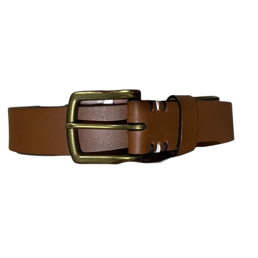 Men's Tan Leather Belt with Antique Brass Buckle La Matera